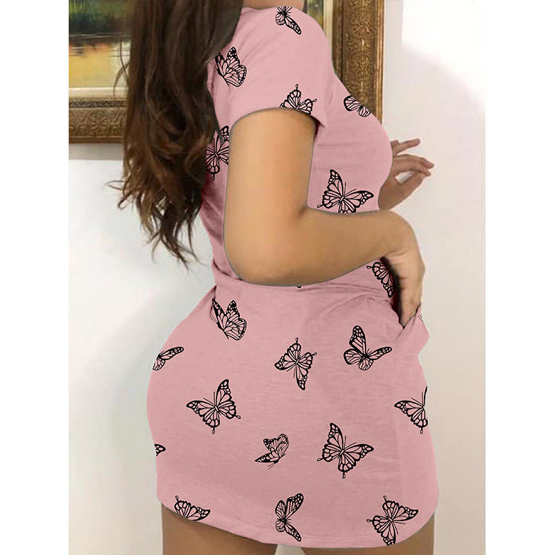 Women's fitted dress with butterfly pattern Ivyshape