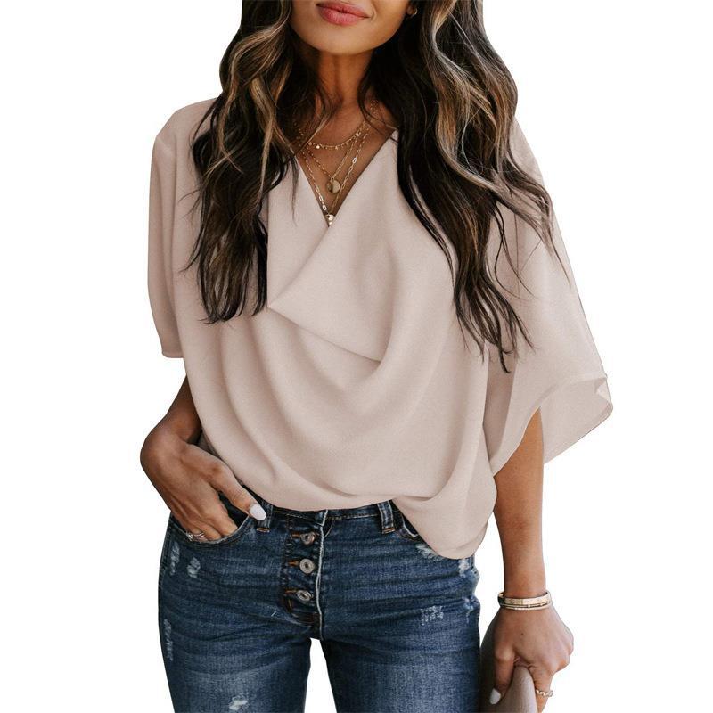 Ladies elegant crossover blouse with loose fit Ivyshape