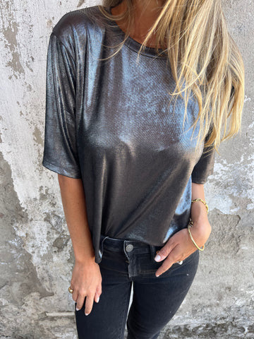 Women shimmering short-sleeve blouse Ivyshape