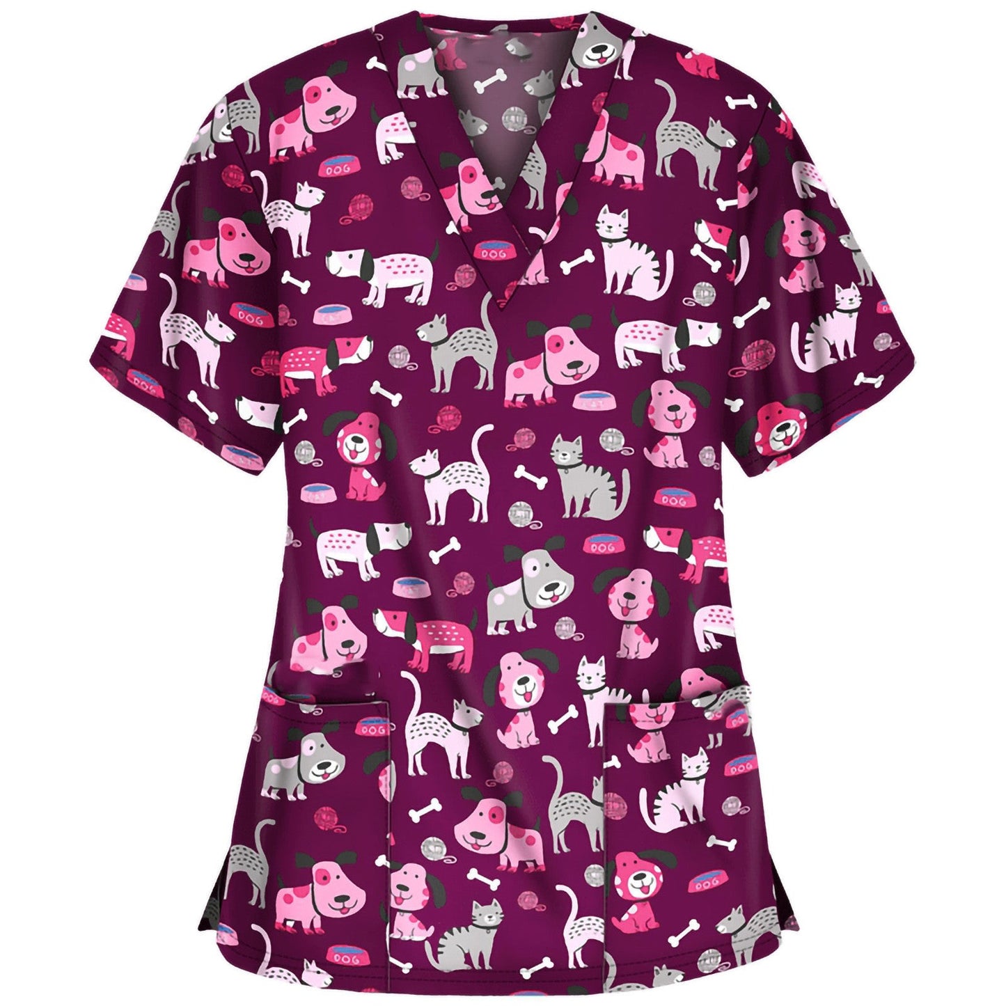 Women Flower Pattern Scrub Top Ivyshape