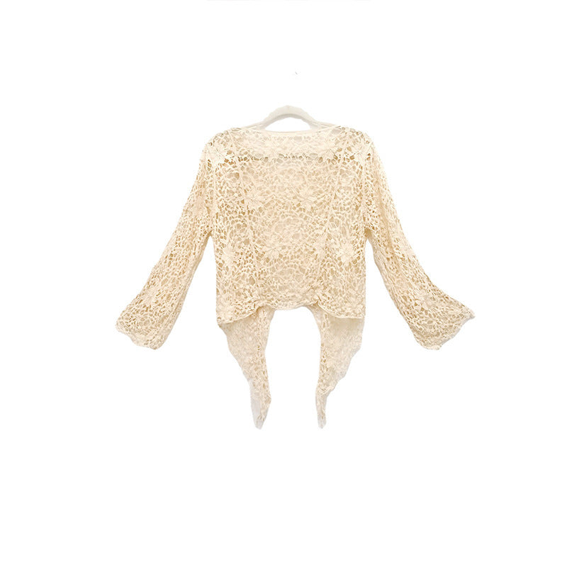 Ladies elegant Boho cardigan with romantic lace and fringe details Ivyshape