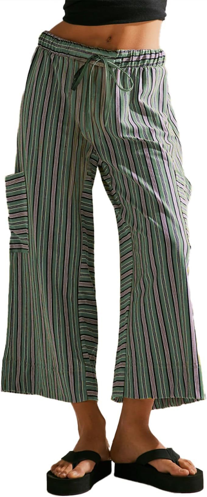 Women's striped wide-leg pants Ivyshape