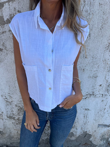 Women's Button-Up Sleeveless Utility Top Ivyshape