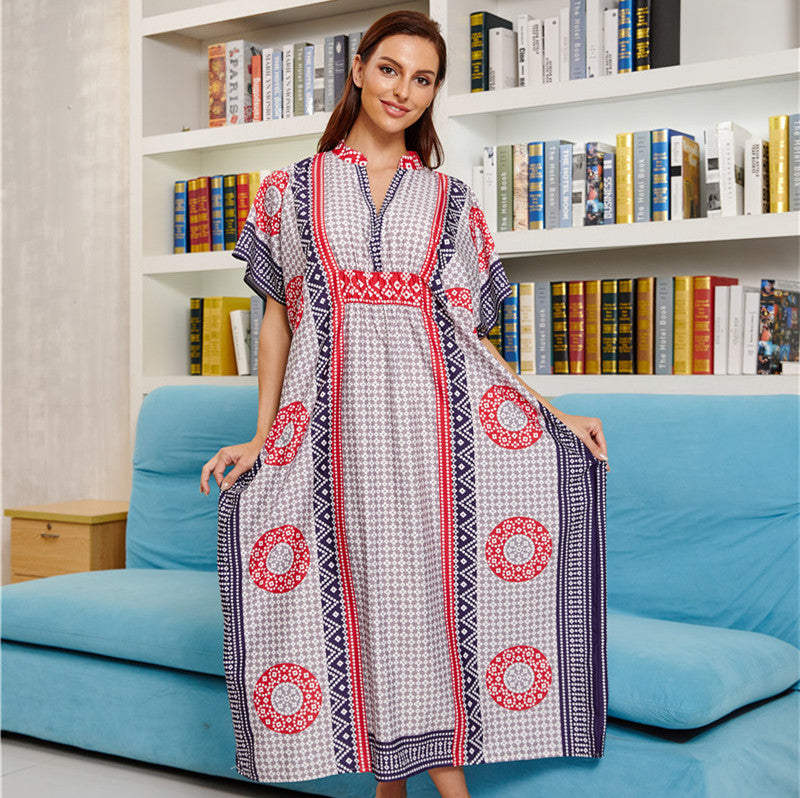 Women’s maxi dress with elegant floral pattern and loose fit Ivyshape