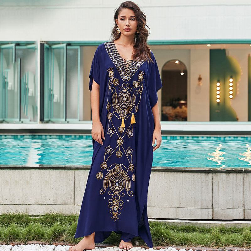 Women's Elegant Kaftan with Artistic Applications Ivyshape
