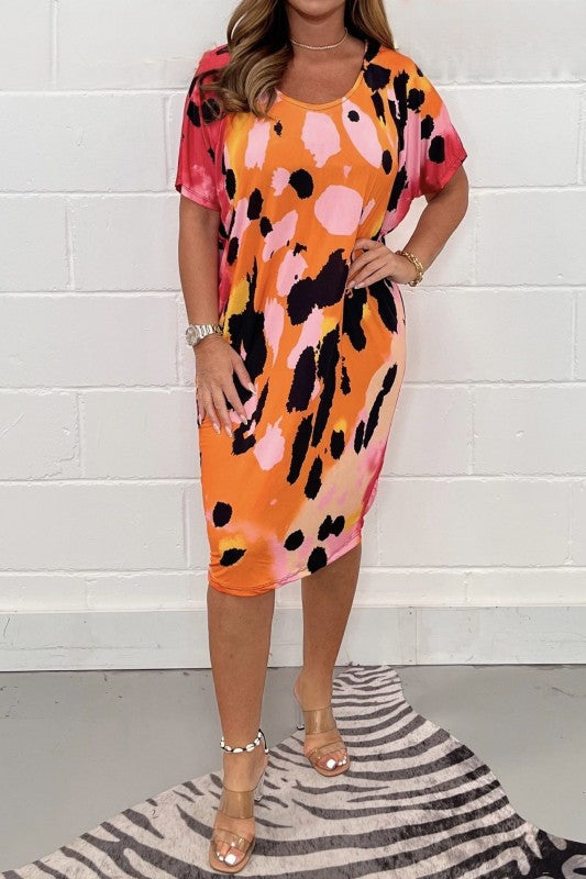 Ladies Elegant and Airy Midi Dress with Unique Animal Print Ivyshape