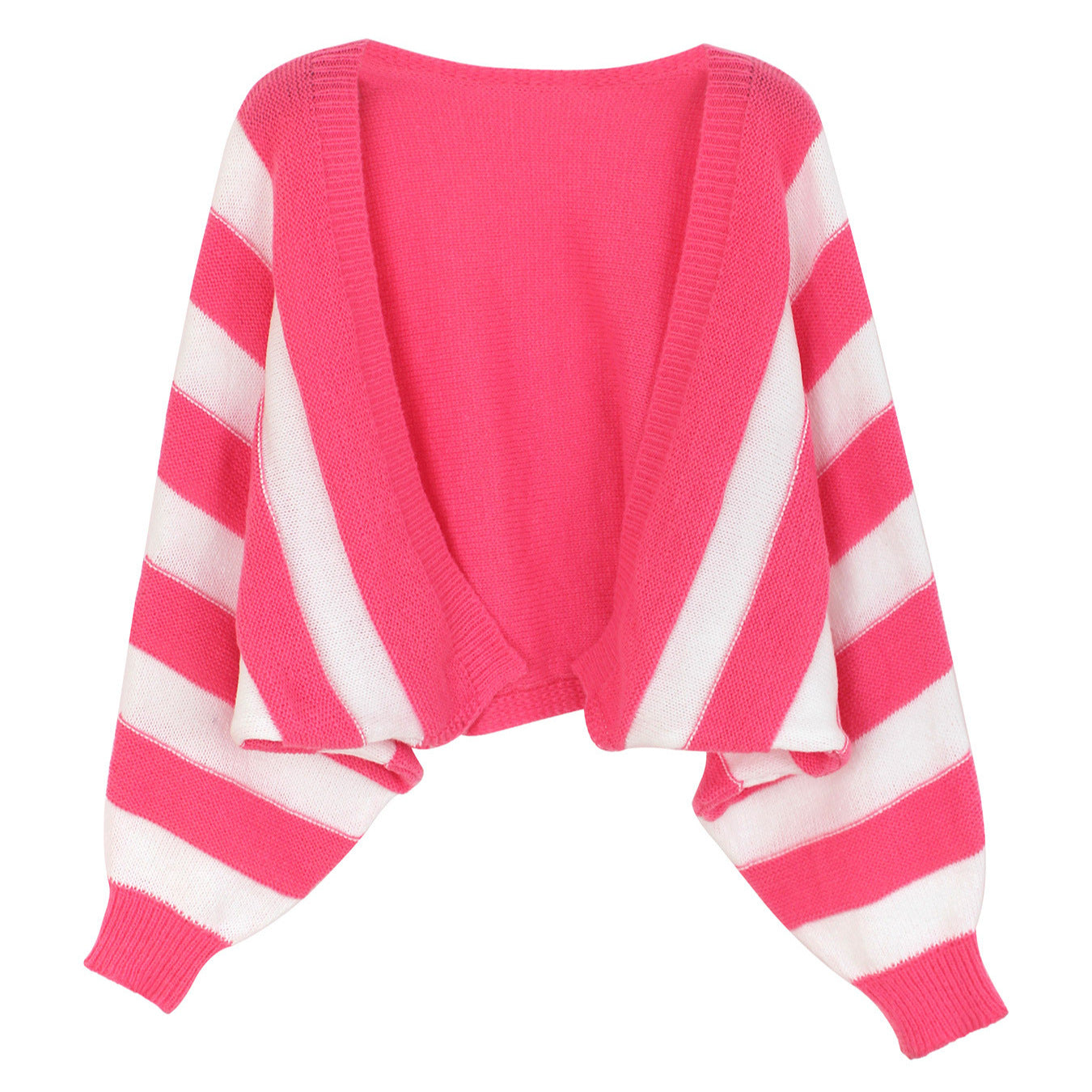 Women Oversized Knit Cardigan with Striking Stripe Pattern and Casual Sleeves Ivyshape