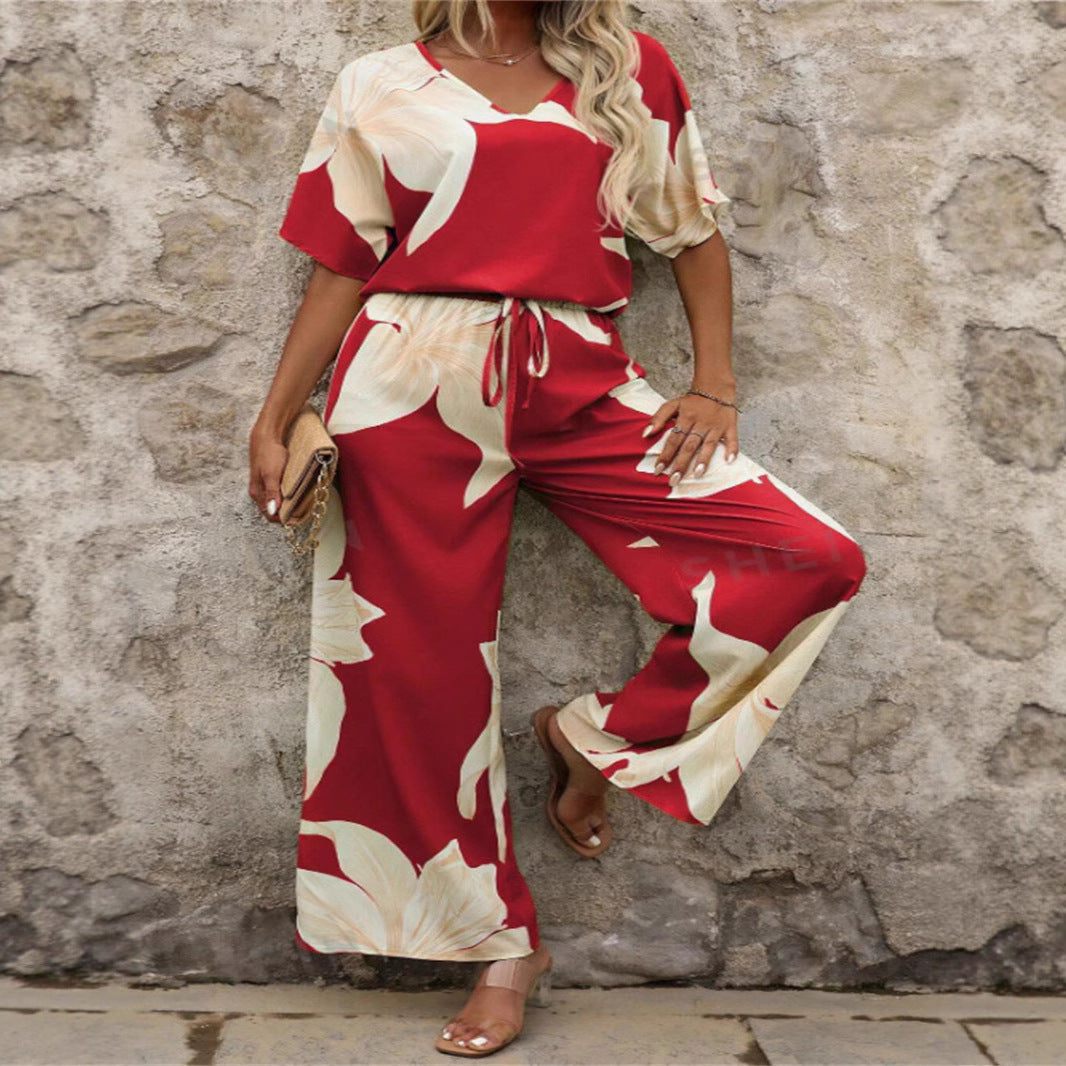 Ladies set with floral design and elastic waistband Ivyshape