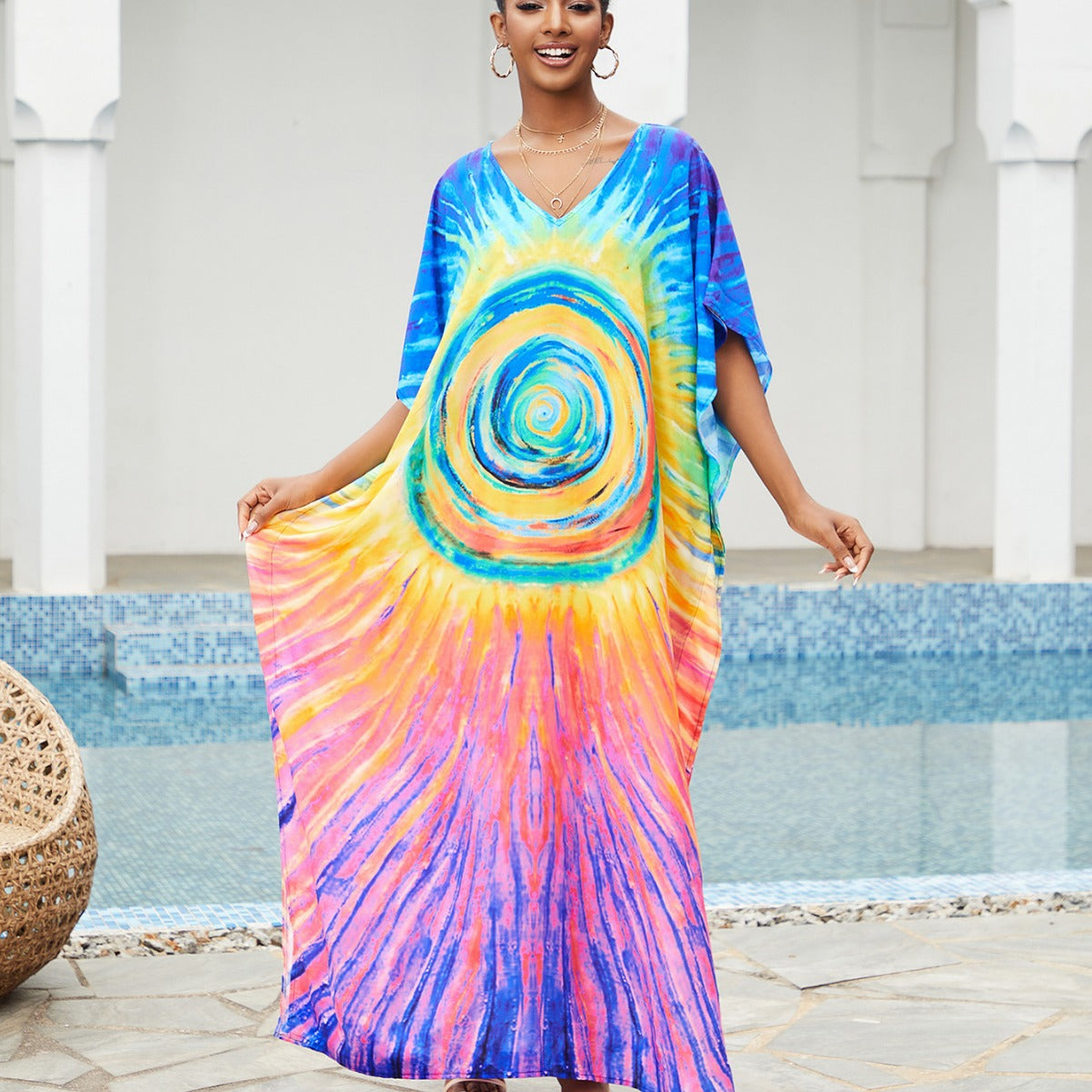 Women’s maxi dress in artistic spiral design Ivyshape