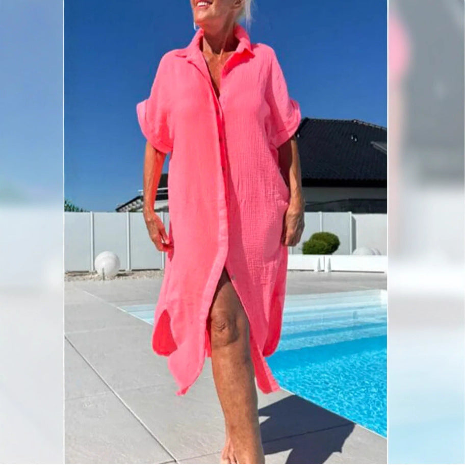 Women's Lightweight Cotton Button-Up Overdress Ivyshape