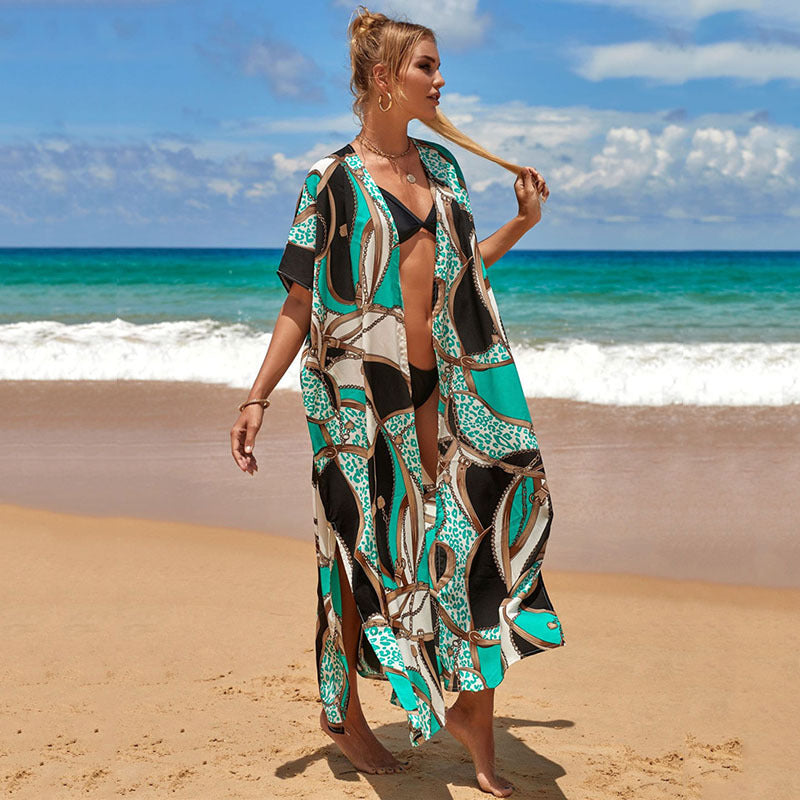 Women's beach parka with extravagant pattern and wide cut Ivyshape
