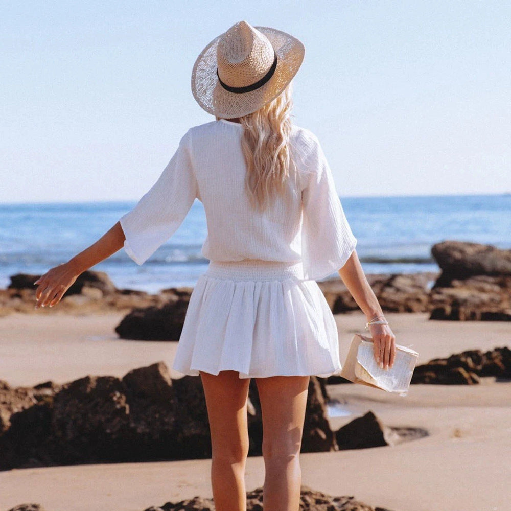 Women's airy beach skirt with elegant wrap design Ivyshape