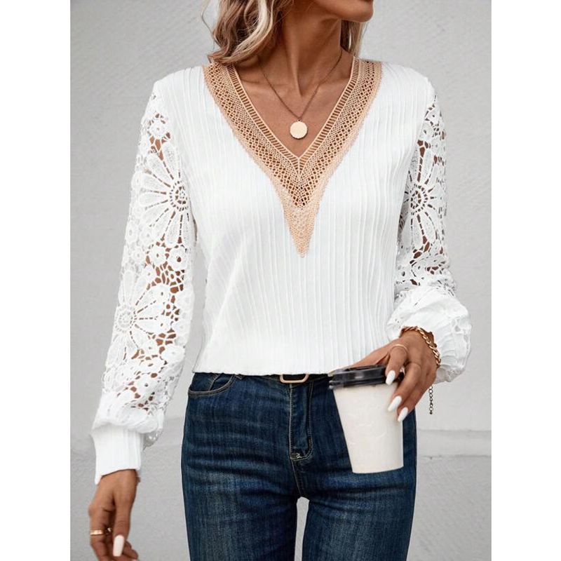 Women's blouse with lace sleeves Ivyshape