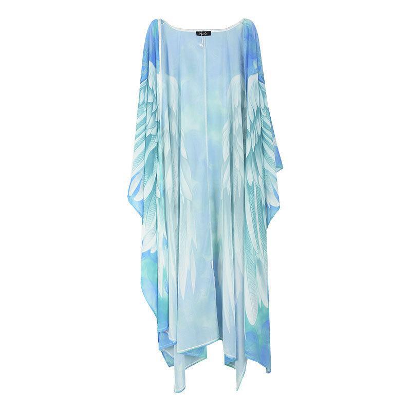 Women's Beach Cloak with Artistic Wings Design Ivyshape