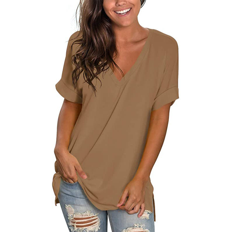 Ladies Casual V-Neck T-Shirt Ivyshape