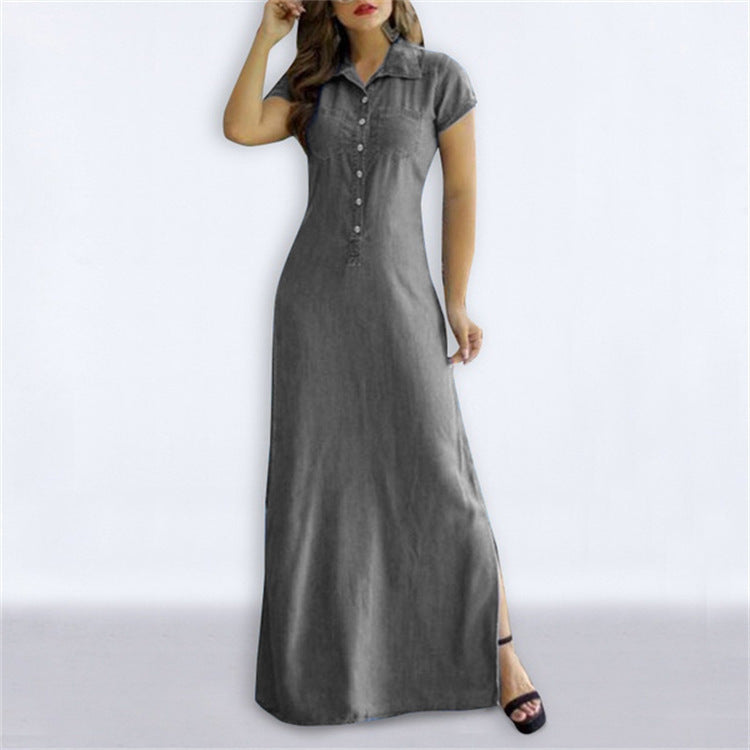 Women's shirt dress with elegant button design and side slit Ivyshape