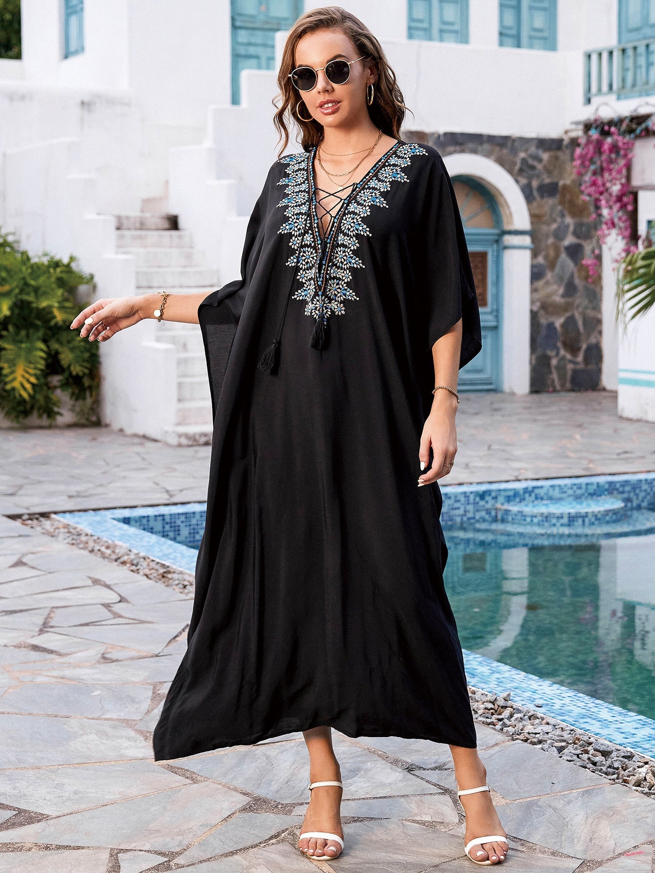 Women's beach dress with elegant crochet design and playful accents Ivyshape