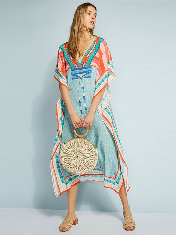Women's elegant kaftan with geometric design and wide sleeves Ivyshape