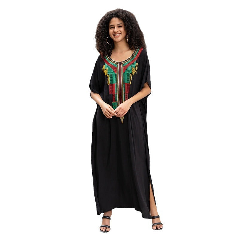 Women's elegant maxi dress with artistic embroidery motif Ivyshape
