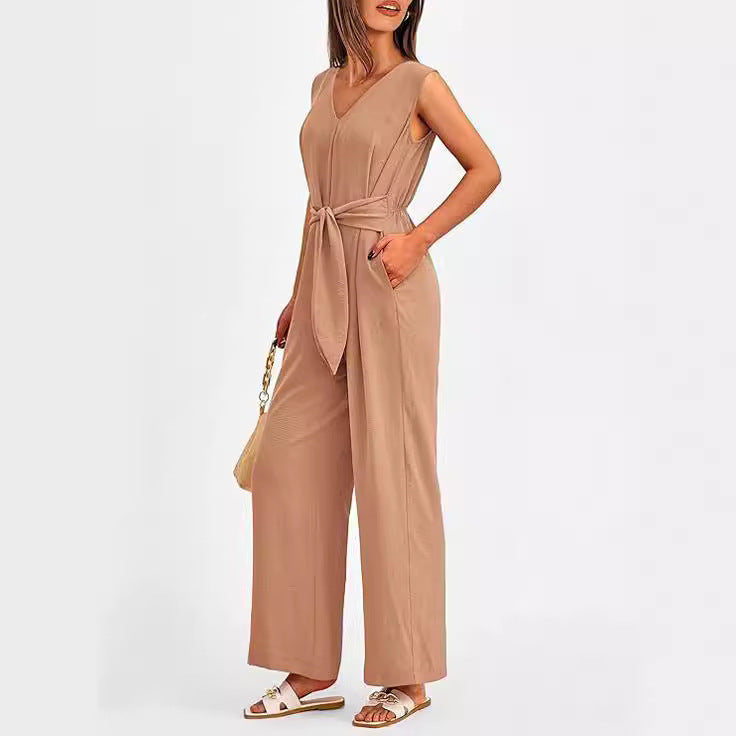 Ladies Elegant Jumpsuit with V-Neck and Tailored Design Ivyshape