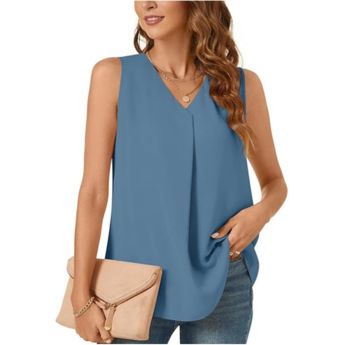 Women's Pleated Chiffon Blouse Ivyshape