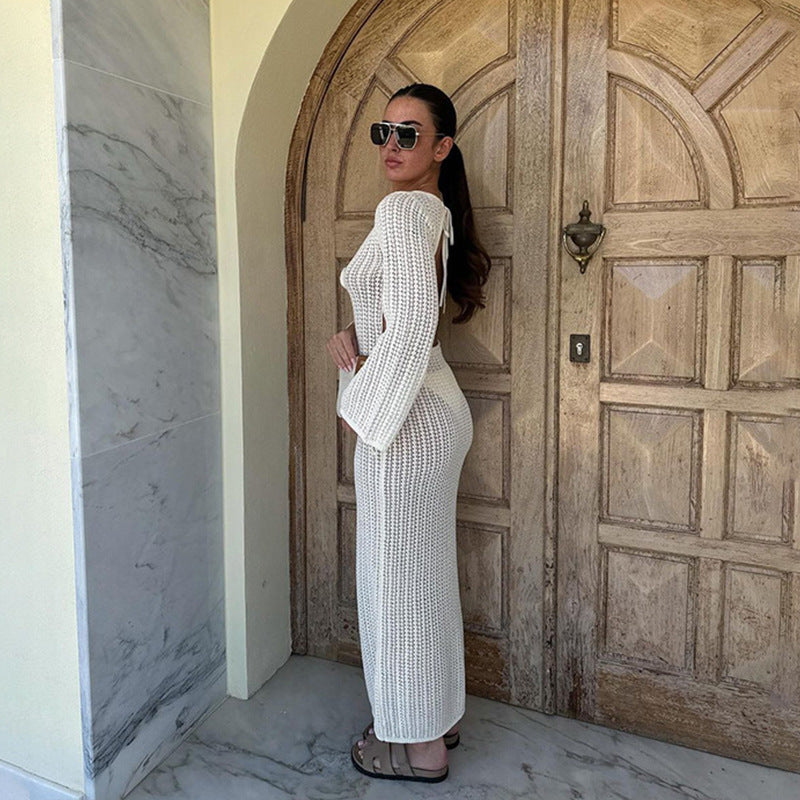Women's Maxi Dress with Unusual Crochet Pattern Ivyshape