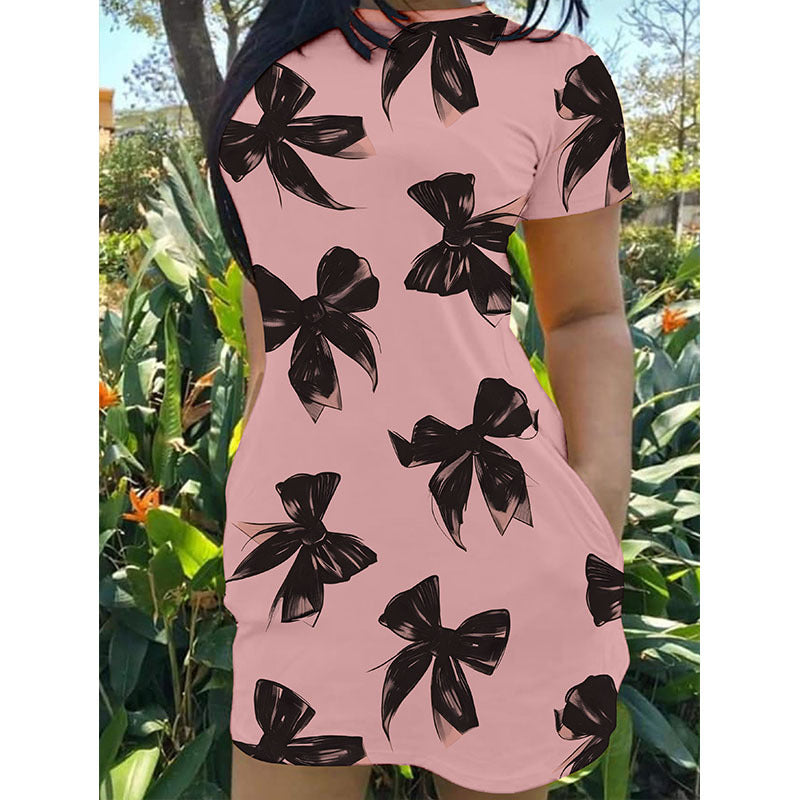 Women's casual dress with elegant bow pattern Ivyshape