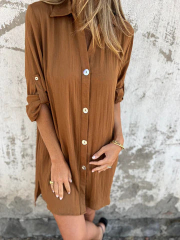 Women's Chic Button Closure Shirt Dress Ivyshape
