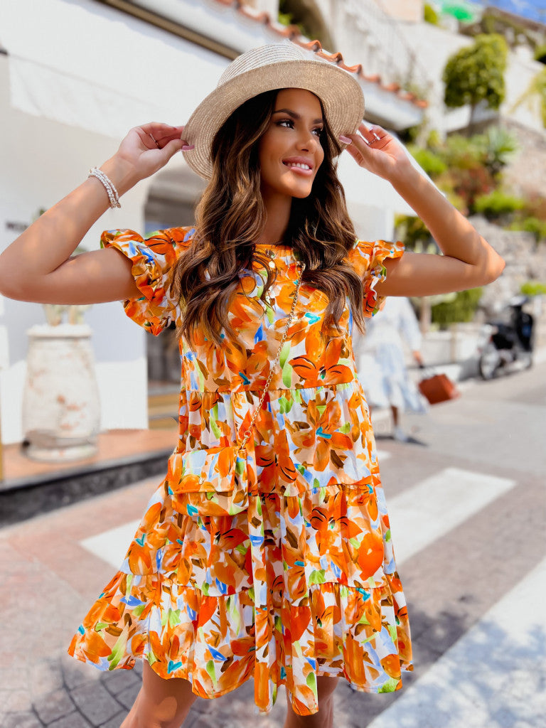 Ladies summer dress with cheerful floral pattern Ivyshape