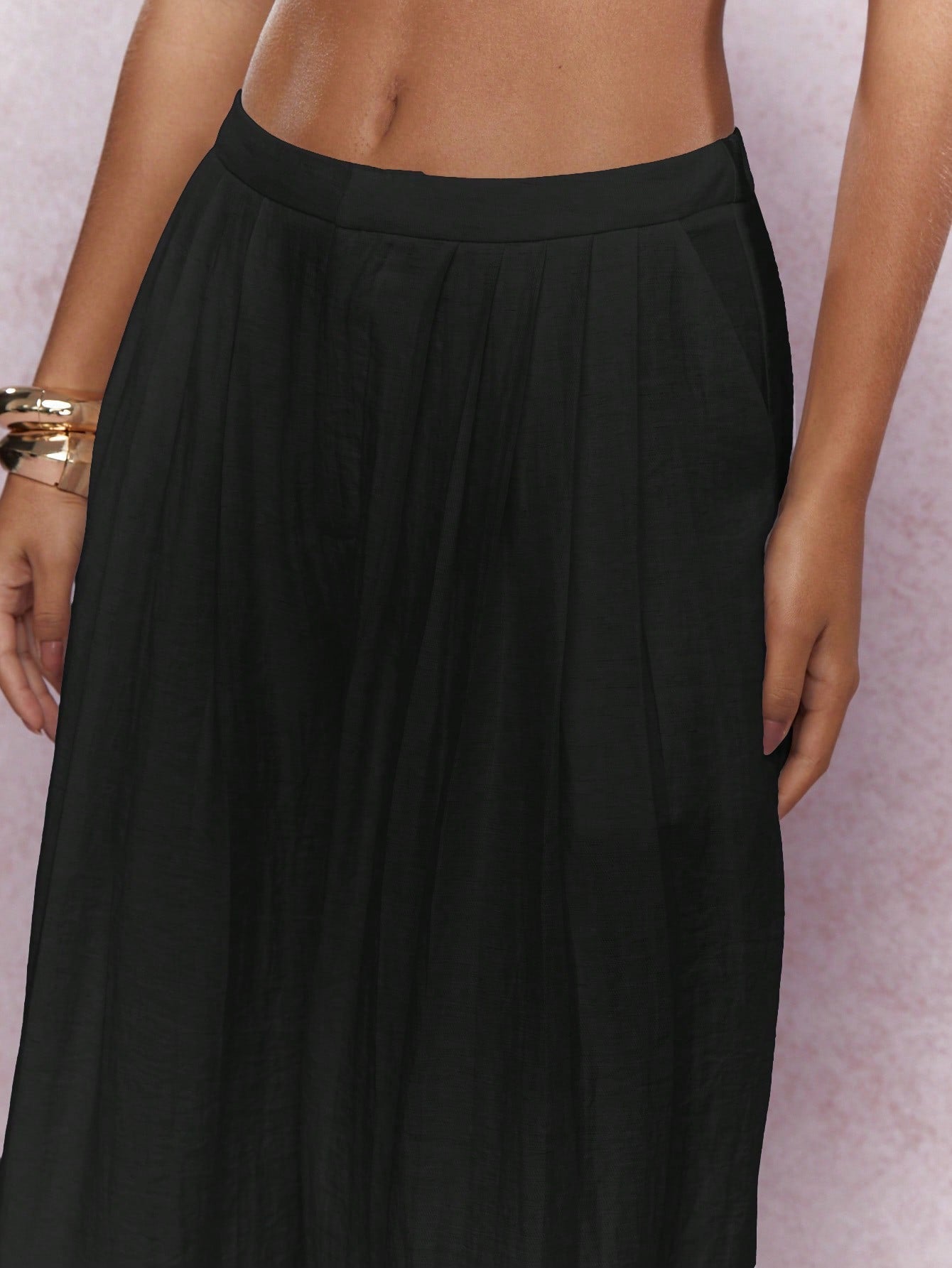 Ladies Elegant Pleated Maxi Skirt Ivyshape