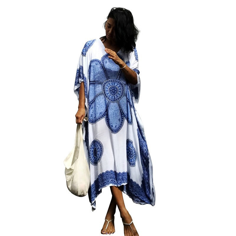Women's Airy Beach Dress with Artistic Mandala Pattern Ivyshape