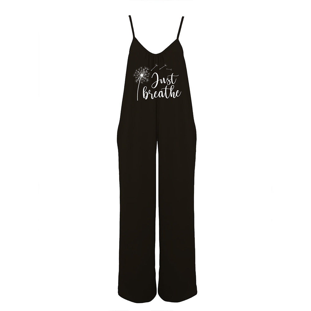 Women's jumpsuit with adjustable straps and motivating print Ivyshape