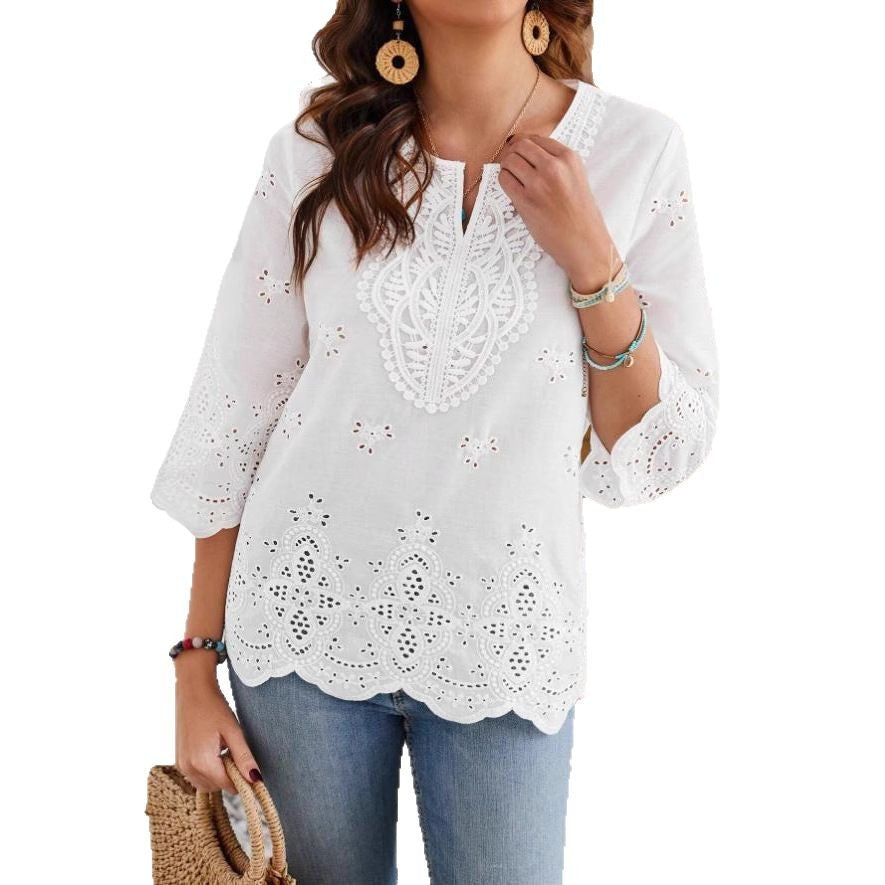 Ladies blouse with intricate embroidery Ivyshape