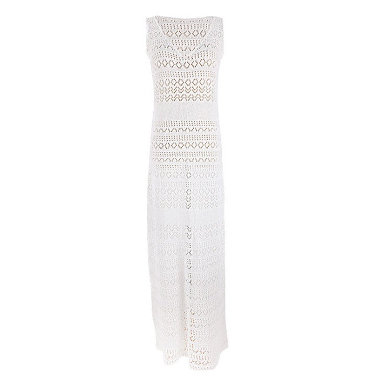 Women's Knit Maxidress with Intricate Crochet Pattern Ivyshape