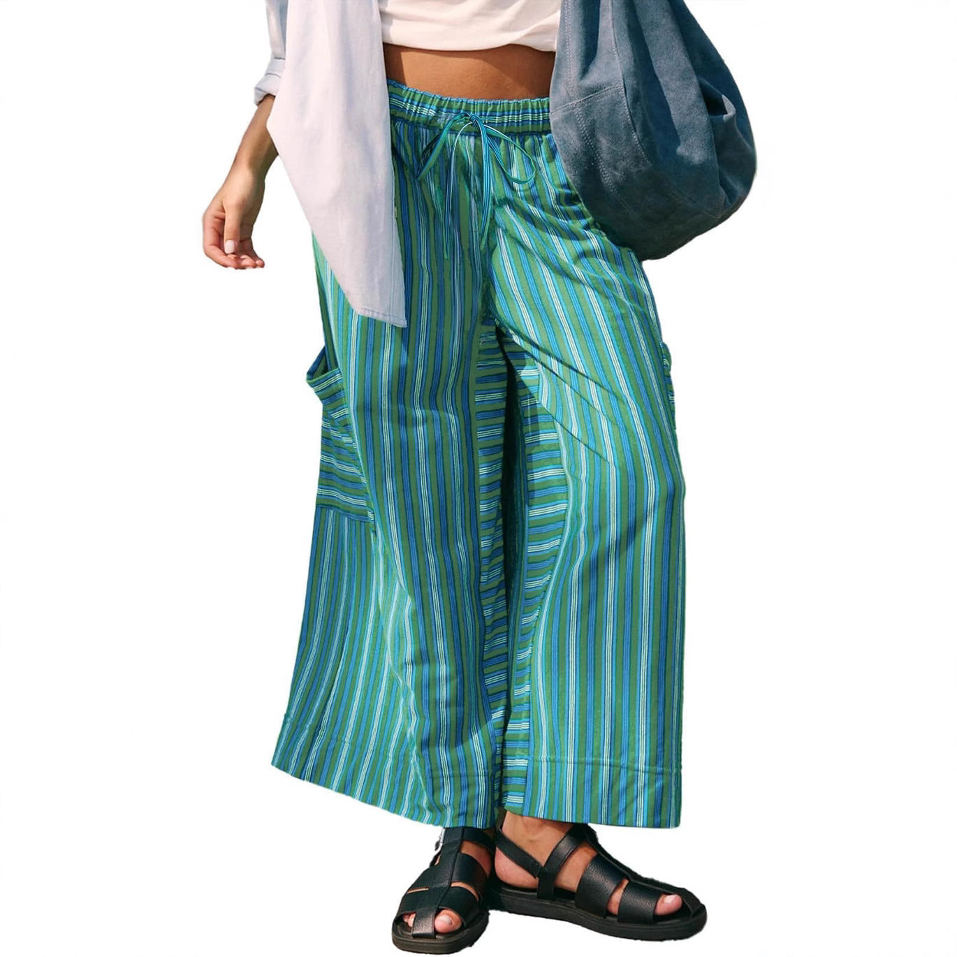 Women's striped wide-leg pants Ivyshape