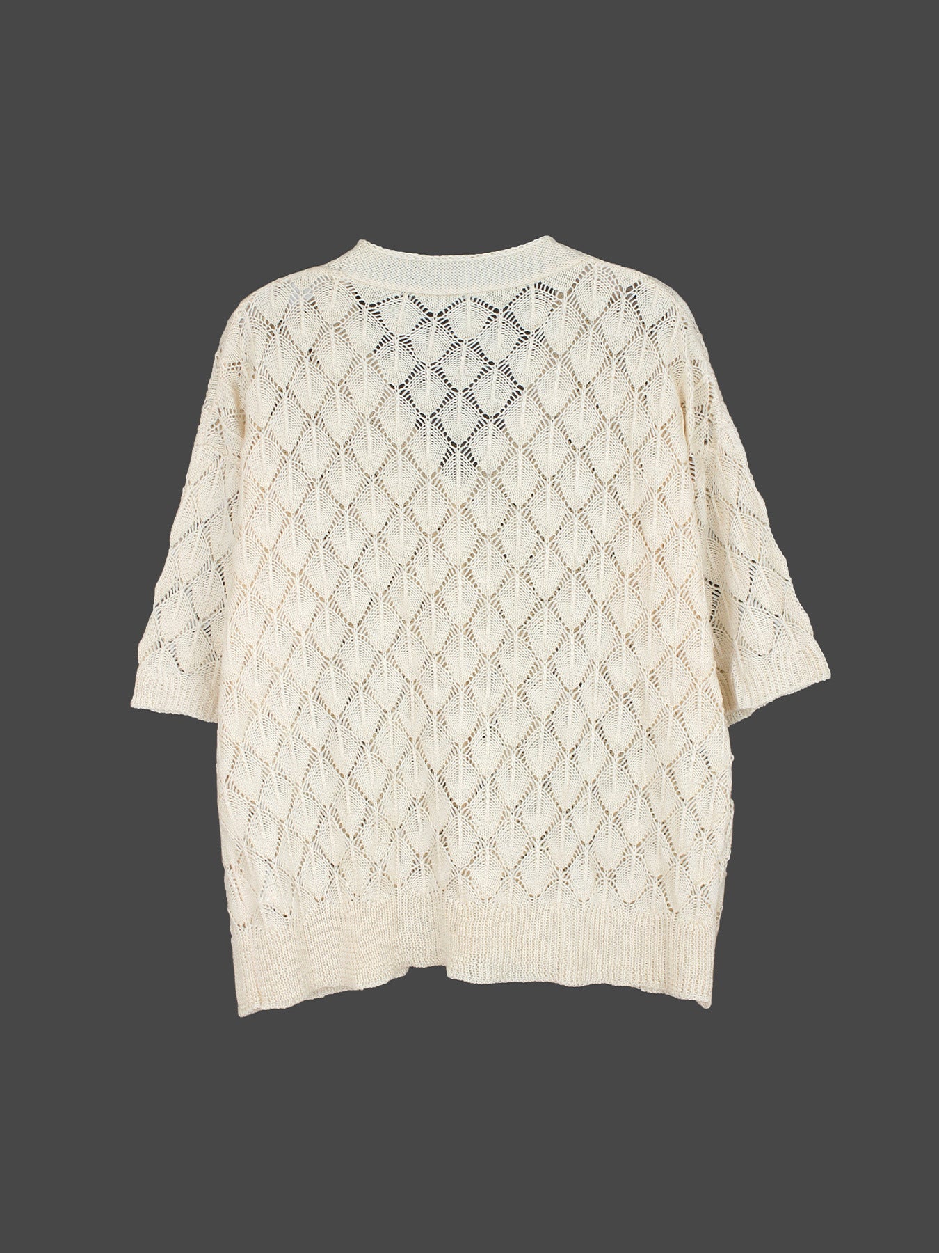Ladies airy knit cardigan with open front and delicate lace pattern Ivyshape