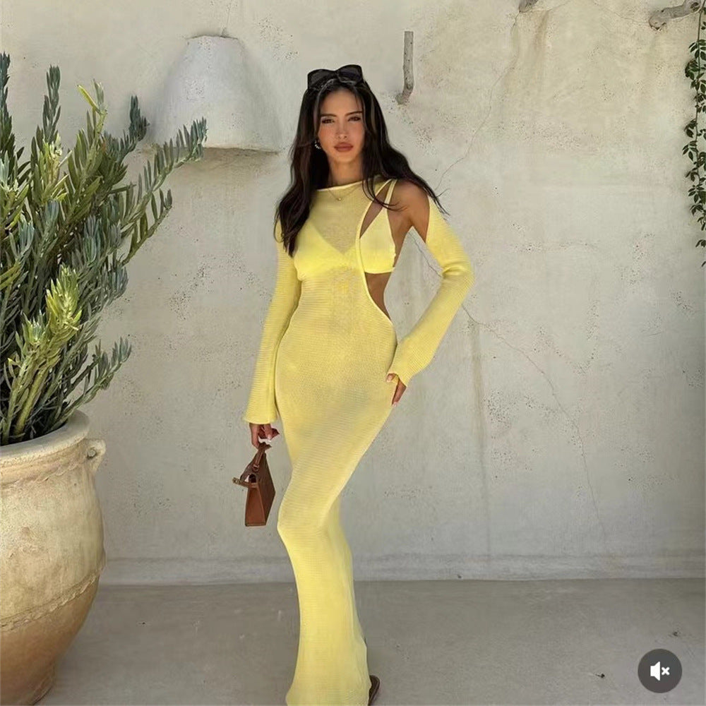 Women's maxi dress with side cut-out and elegant silhouette Ivyshape