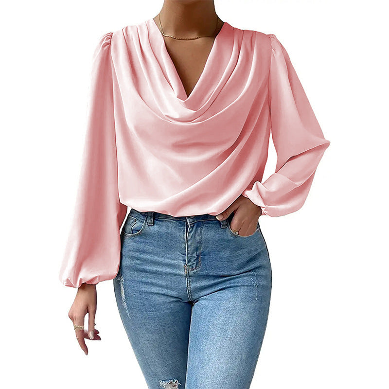 Ladies blouse with elegant draping Ivyshape