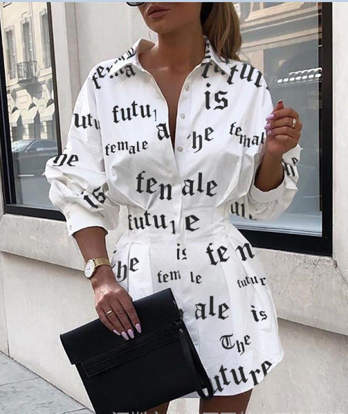 Women's Shirt Dress with Statement Print Ivyshape