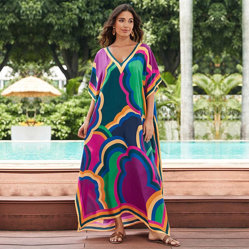 Women's maxi dress with colorful mandala pattern and flowing cut Ivyshape