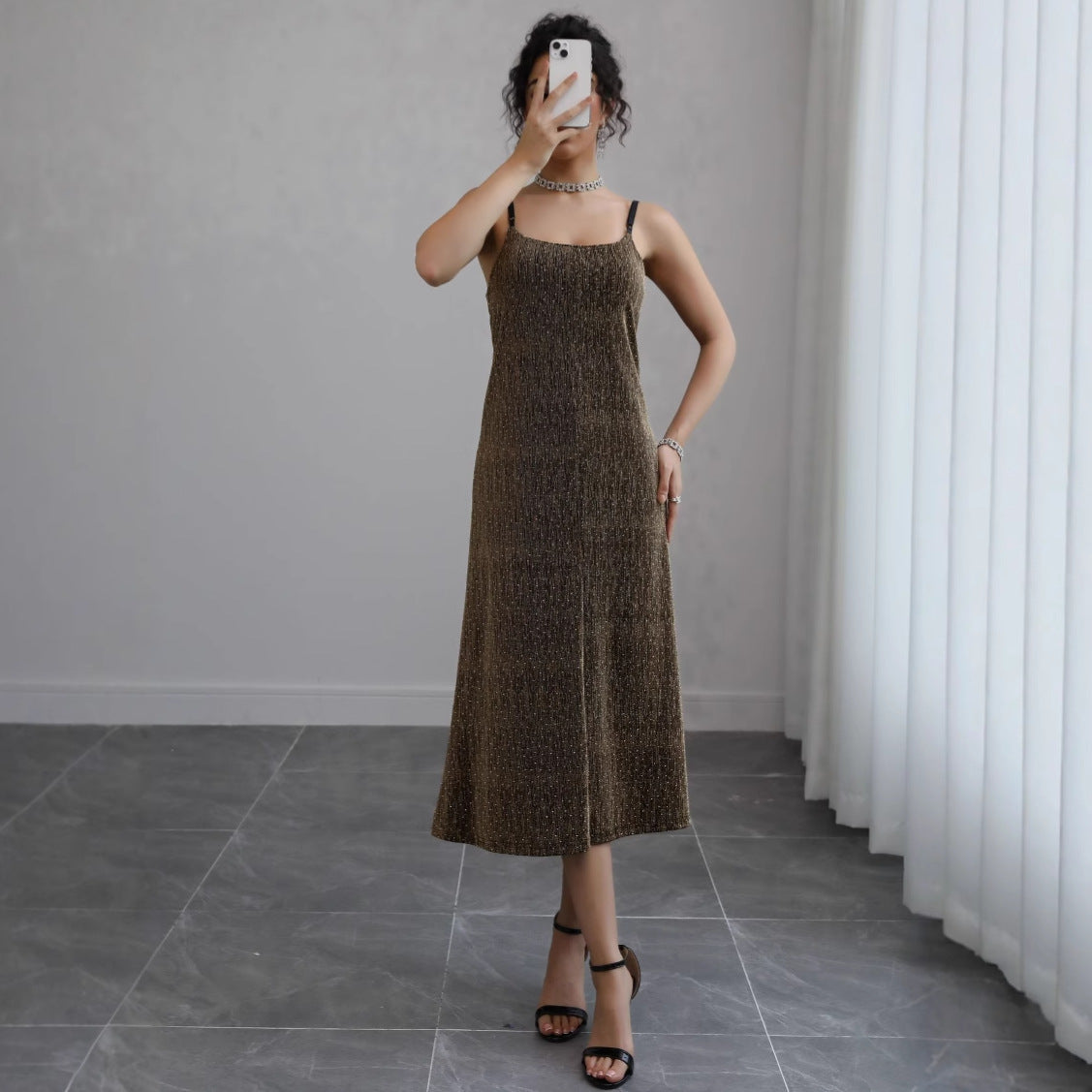Women's Elegant Knit Midi Dress Ivyshape
