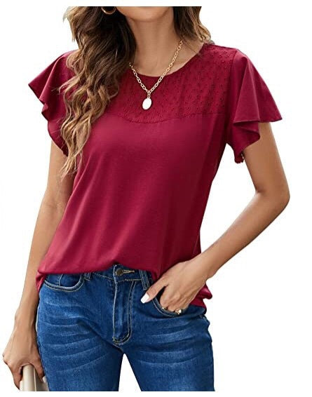 Women's Ruffled Sleeve Decorative Top Ivyshape