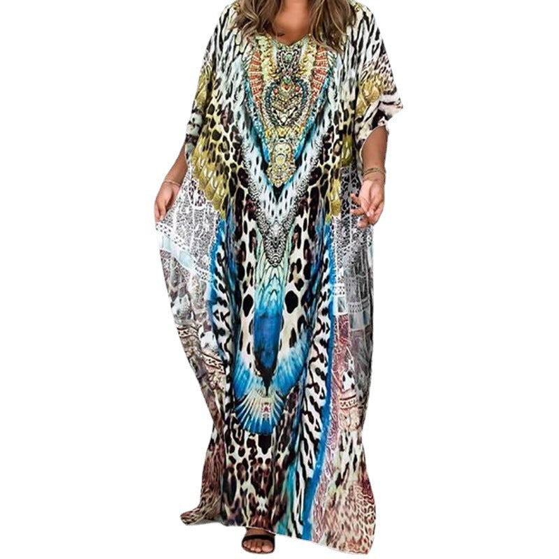 Women's Beach Kaftan with striking animal motif and elegant cut Ivyshape