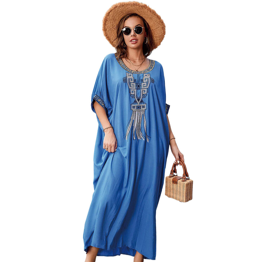 Women's beach kaftan with intricately embroidered decoration Ivyshape