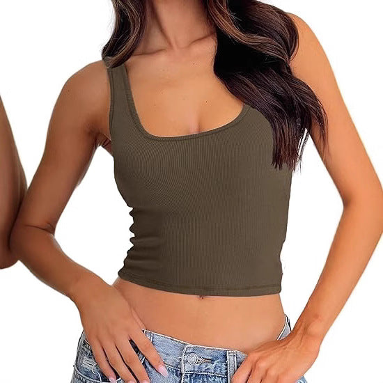 Women's Ribbed Square Neck Crop Top Ivyshape