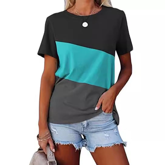 Women's Color Block Casual T-Shirt Ivyshape
