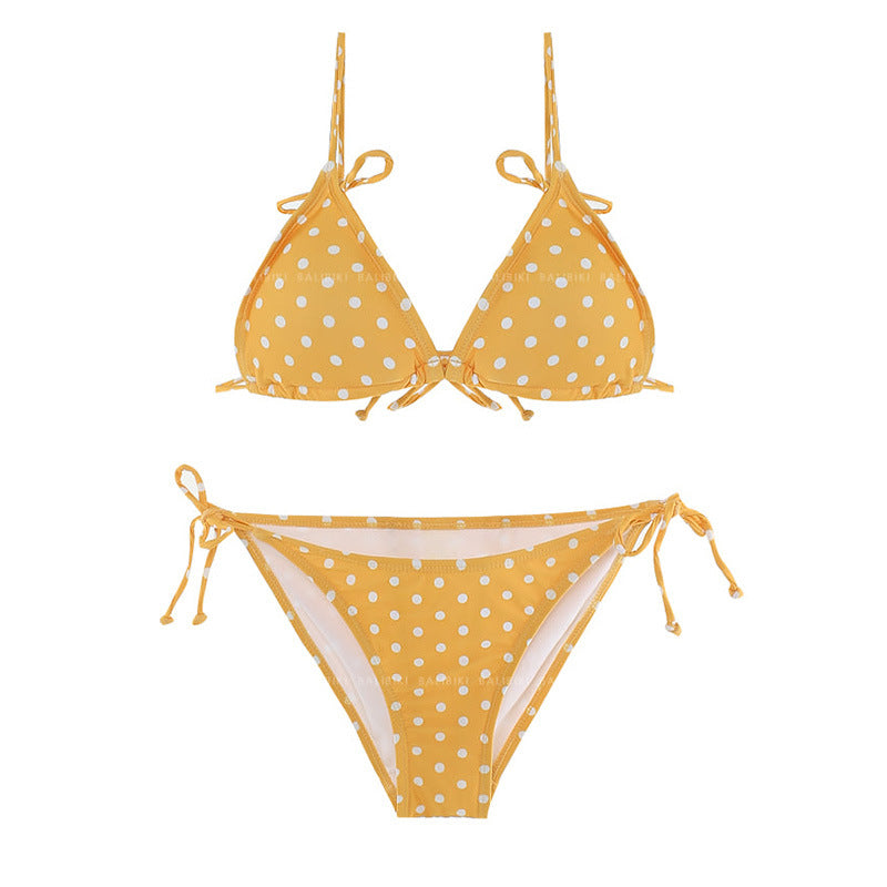 Women's triangle bikini with eye-catching polka dot pattern and adjustable straps Ivyshape