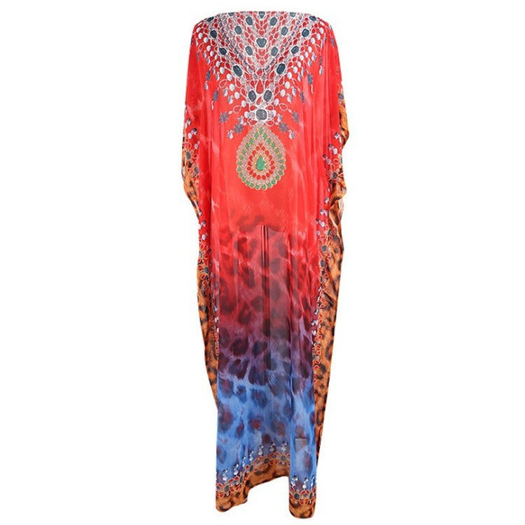 Ladies beach kaftan with artistic animal design and elegant embellishments Ivyshape
