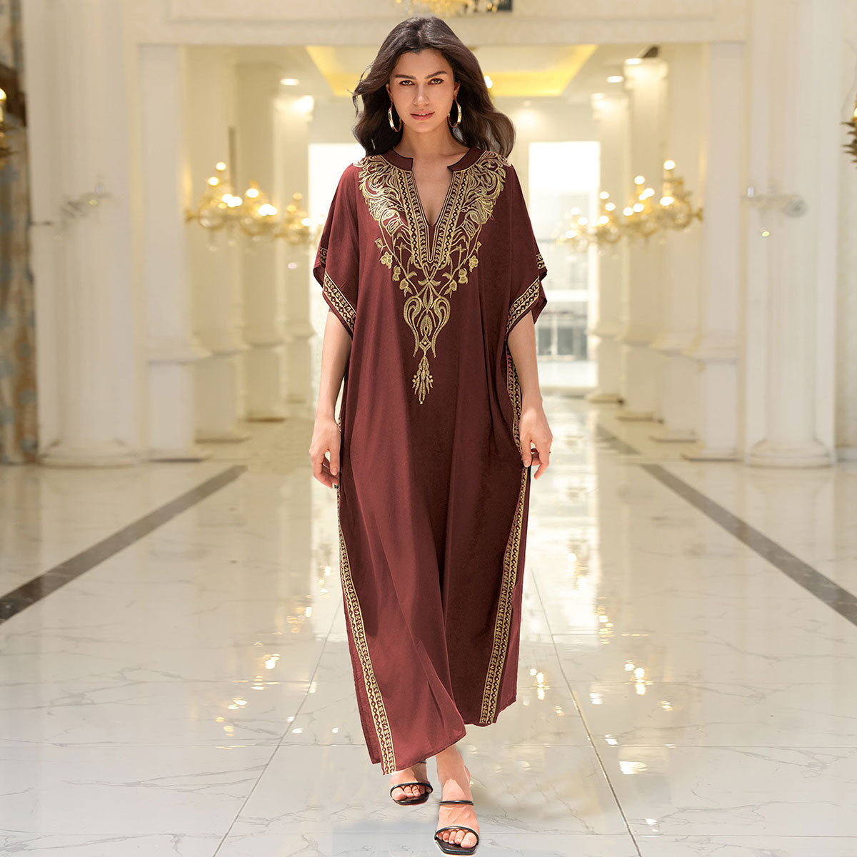 Ladies Maxi Dress with elaborate embroidery and airy silhouette Ivyshape