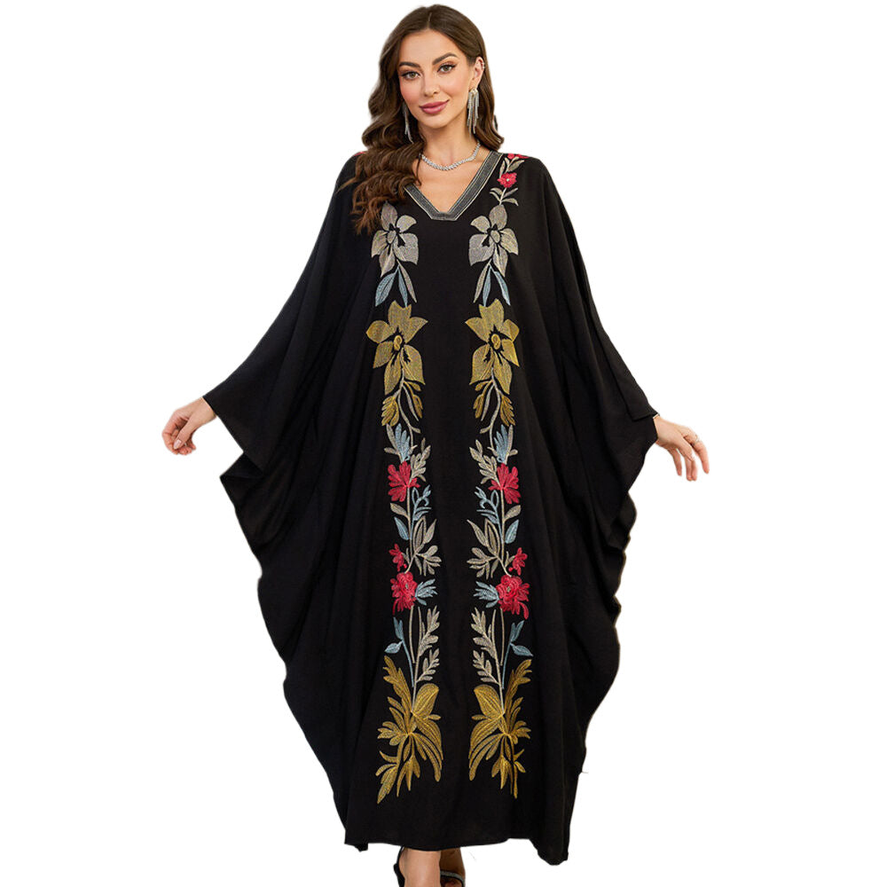 Ladies stylish Kaftan robe with elaborate floral embroidery design Ivyshape